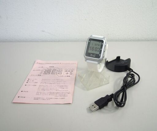 使用感少 朝日ゴルフ ゴルフ用GPSナビ EAGLE VISION watch4 EV-717 ホワイト ユニセックス 腕時計型 ☆ 