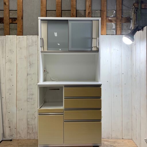 5/20終 食器棚 セパレート 高206㎝ 幅105㎝ キッチンボード レンジボード 菊TK