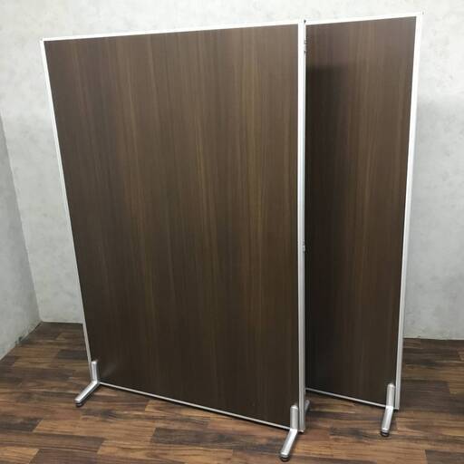 KYS3/24 木目調 パーテーション W120×Ｈ180cm 2枚 ブラウン 茶 こげ茶 仕切り 間仕切り 衝立 オフィス 塾 事務用品 目隠し 在庫15枚