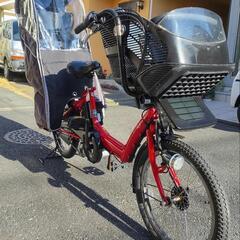 電動アシスト自転車　ヤマハ　PASキッスmini 20インチ　赤　バッテリー8.7ah　充電器無し　リアシートカバー付き  の画像