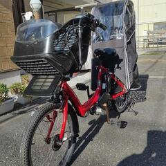 電動アシスト自転車　ヤマハ　PASキッスmini 20インチ　赤　バッテリー8.7ah　充電器無し　リアシートカバー付き  の画像