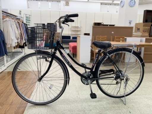 自転車　黒　カゴ幅ワイド  27   TJ486