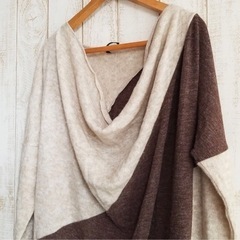 ′ M / Comfeeta 長袖ロングニット 茶色×ベージュの画像