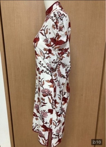 ヴィヴィアンタム VIVIENNE TAM 豪華香港蘭柄　袖シースルー　チャイナドレス風ワンピース　サイズ38 新品同様