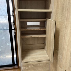 【0円でお譲りします】姿見ドレッサー　収納・コンセント・スツール付きの画像