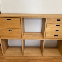 MUJI スタッキングシェルフ・3段×2列・オーク材 収納付