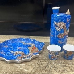 きまりました　値下げしました　中古　龍珠雲龍図　皿　徳利　御猪口...