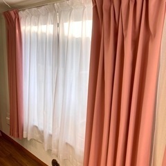 遮光カーテン　ピンク　両開き　可愛い　遮熱　防炎