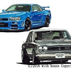 NC-377 スカイラインGT-R R34 限定版画 直筆サイン...