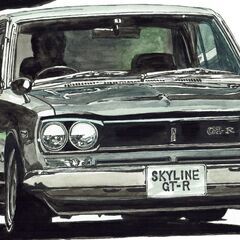NC-377 スカイラインGT-R R34 限定版画 直筆サイン有 額装済 作家 平右ヱ門の画像
