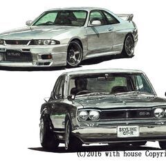 NC-378 スカイラインGT-R R33 限定版画 直筆サイン...