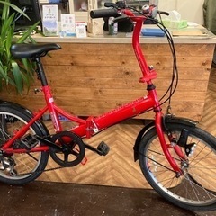 【前後タイヤ・チューブ新品！】6段変速　20インチ折りたたみ自転車　レッド