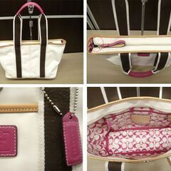 COACH 6261 ハンプトンズウィークエンドスモールトート ハンドバッグ ナイロン×レザー トートバッグ コーチ  苫小牧西店の画像