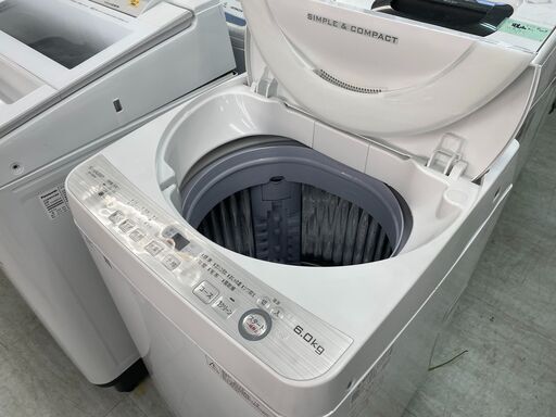 洗濯機の分解クリーニング行っています！配送設置込み　シャープ6.0K洗濯機　2018年製　分解クリーニング済み！！
