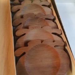 未使用保管品◎屋久杉　プレート　菓子皿　野菜形？