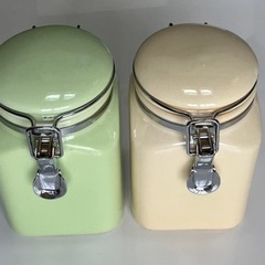 【新品】陶器キャニスター角型2個セット