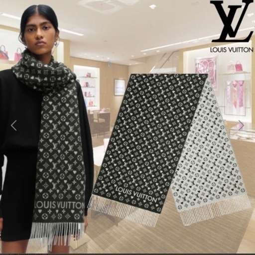 ルイヴィトン エシャルプ・ゲームオン モノグラム マフラー　カシミヤ　ジャガード織り　リバーシブル　品番MP2907  新品　正規直営店物