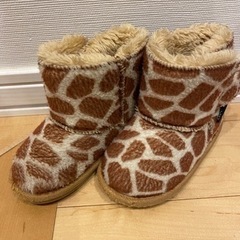 ファーブーツ　ムートンブーツ　キリン柄　15cm