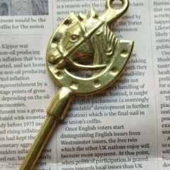 未使用新品　 BRASS　真鍮　靴べら　イタリア製　蹄鉄デザイン　シューホーンの画像