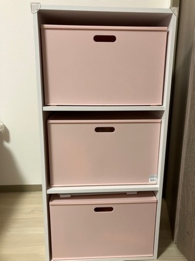※お取引中　ニトリ　カラーボックス＋収納ケース3つ(フタ付) セット売り　ピンク