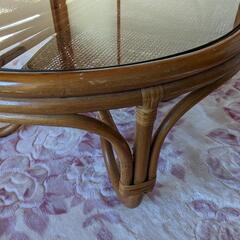 籐　テーブル　ガラスの画像