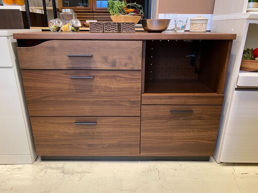 宇都宮でオシャレな家具を探すなら『オトワリバース！』東馬 ミドルレンジボード W1200 収納棚 食器棚 ブラウン キッチン収納 中古品
