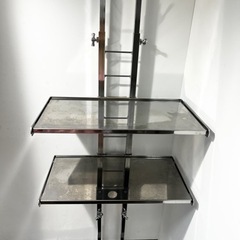 【美品】突っ張り　棚　キッチンラック 棚 2段 棚板 ステンレス　新生活　キッチン　スパイス棚　調味料棚の画像