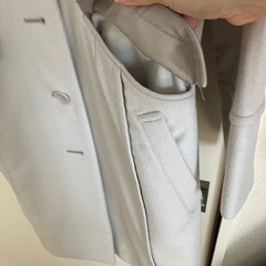 ファー付き　ウールコート　グレージュホワイトの画像