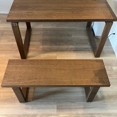 ikea 木製ダイニングテーブル&ベンチ モールビロンガ