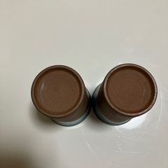 素焼き＋ブルー系のコップ2個セット約7.5×11cmの画像
