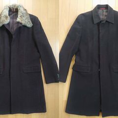 【COMME CA】リアルファー上質ウールコート定番ステンカラー...