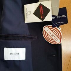 【新品】INHERITフード脱着できる定番ステンカラーコート濃紺Lの画像