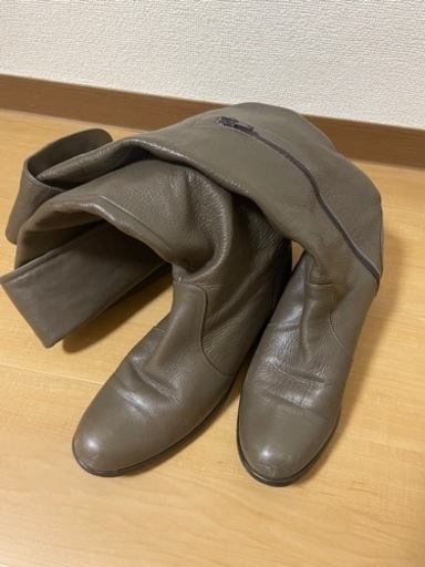 革　ロングブーツ
