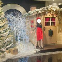 ワンピース　ひざ丈　赤黒　長袖　ドレス　クリスマス　きらきらの画像