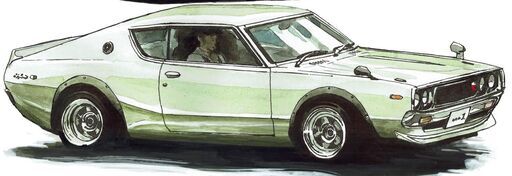 NC-382 スカイラインハコスカ/スカイラインケンメリGT-R 限定版画 直筆サイン有 額装済 作家 平右ヱ門