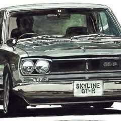 NC-385 スカイラインGT-R R34/スカイラインハコスカGT-R 限定版画 直筆サイン有 額装済 作家 平右ヱ門の画像