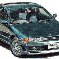 NC-389 スカイラインGT-R R34/スカイラインGT-R R32 限定版画 直筆サイン有 額装済 作家 平右ヱ門の画像
