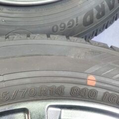 冬 ヤリス ウイングロード 2020年【富山】人気のガンメタ色系アルミホイール ポルテ シエンタ カローラ フィールダー bB イスト 14インチ 175/70R14 +38の画像