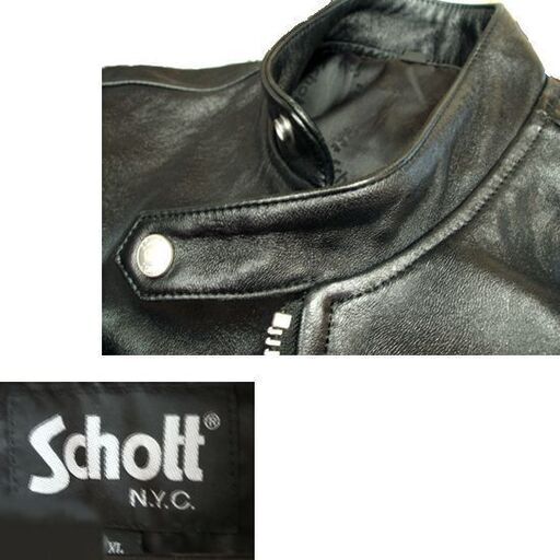 Schott ショット シングルライダース 羊革 レザージャケット XL 3111052 ブラック 黒　シープスキン メンズ 男性 ☆