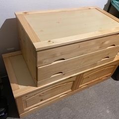DIY工業風　昭和ヴィンテージ 引き出し収納 木製  無塗装の無...
