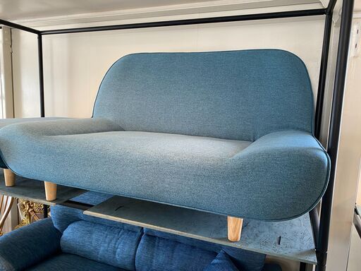 宇都宮でオシャレな家具を探すなら『オトワリバース！』ソファ 1-2P ブルー オットマン付き 中古品