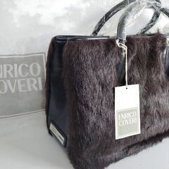【新品】難ありENRICO COVERIファー＆革ゴージャスなハ...