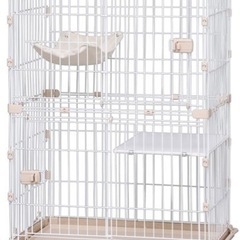 アイリスオーヤマ ウッディキャットケージ 2段 ハンモック付 ナ...