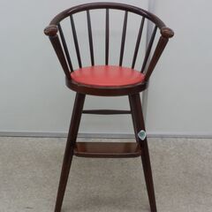 秋田木工 ベビーチェア 座面赤 ブラウン 曲木 赤ちゃん用ダイニング