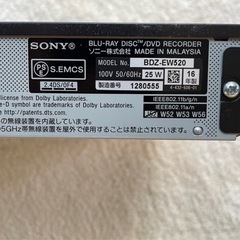 SONY ブルーレイディスクレコーダーの画像