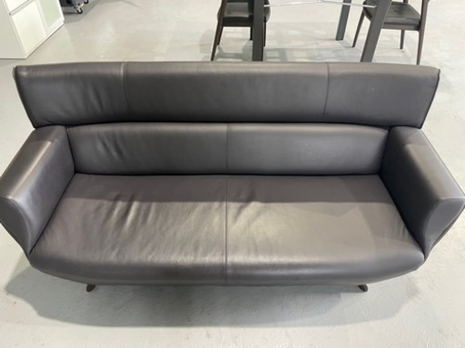【高級品】FUJI FURNITURE 3人掛けソファー simple&modern 革張り 富士ファニチア