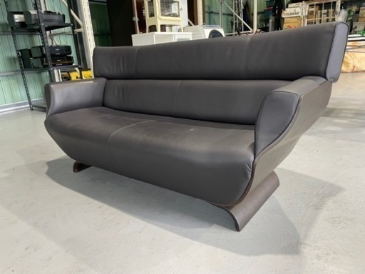 【高級品】FUJI FURNITURE 3人掛けソファー simple&modern 革張り 富士ファニチア