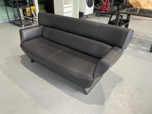 【高級品】FUJI FURNITURE 3人掛けソファー simple&modern 革張り 富士ファニチア