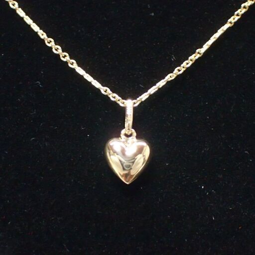 E545 ジュエリーマキ K18 ハート チェーンネックレス 2.2g