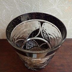 高級切子グラス　金箔入り　黒の画像